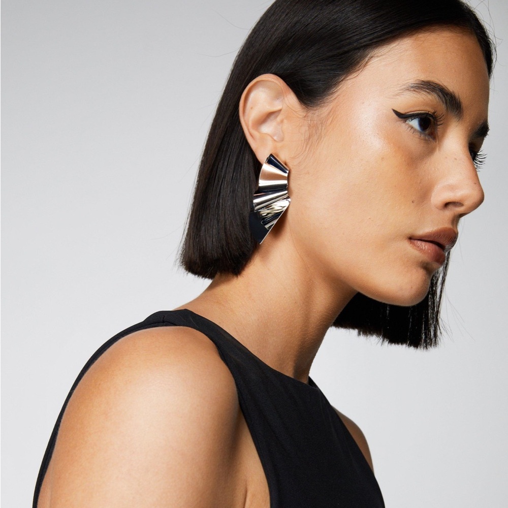 H&M Metallic Folded Hammered Earrings - BNWT